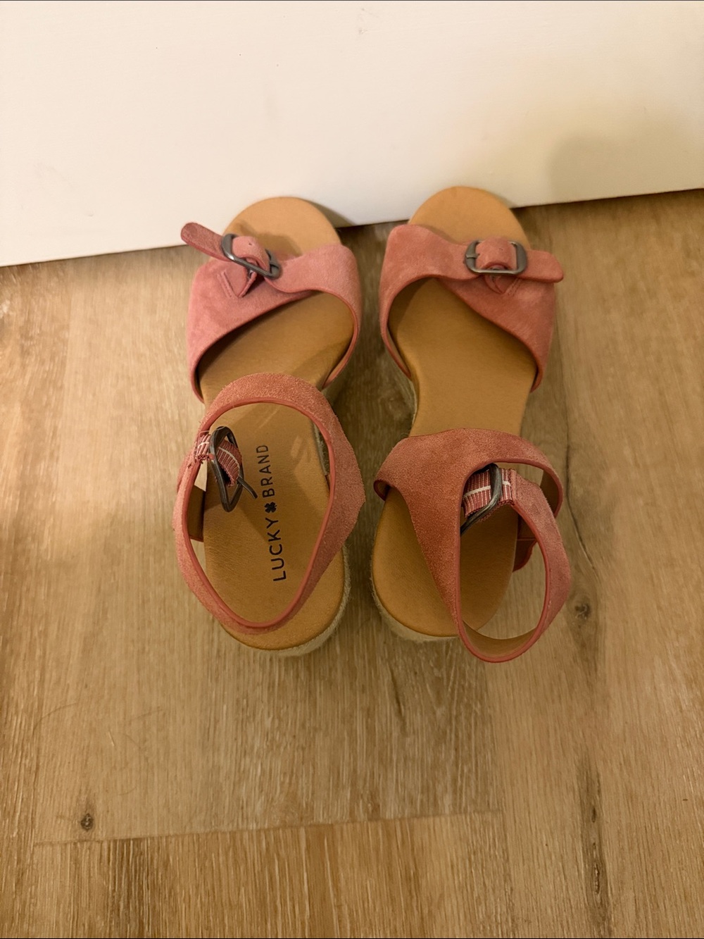 Lucky Brand Womens Pink Suede Buckle Platform Sandals - Picture 5 of 5